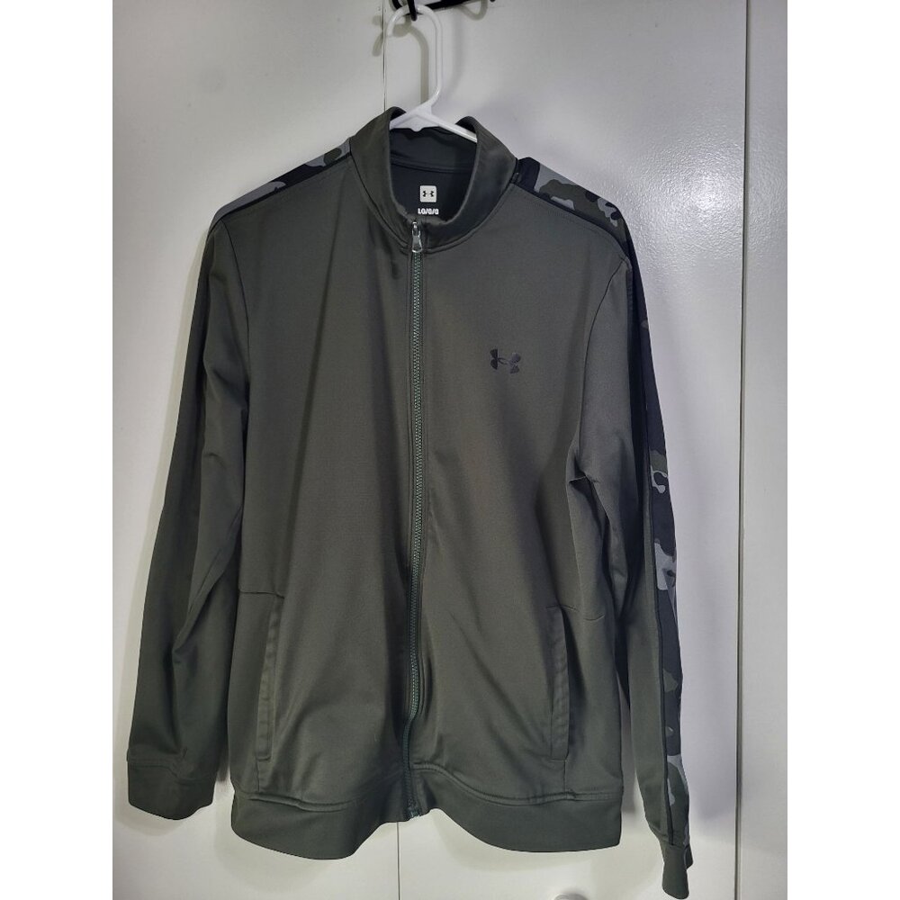 Under Armour Men's LG Camo Green Micro Track Jacket Full Zip Athletic Workout - Picture 1 of 10